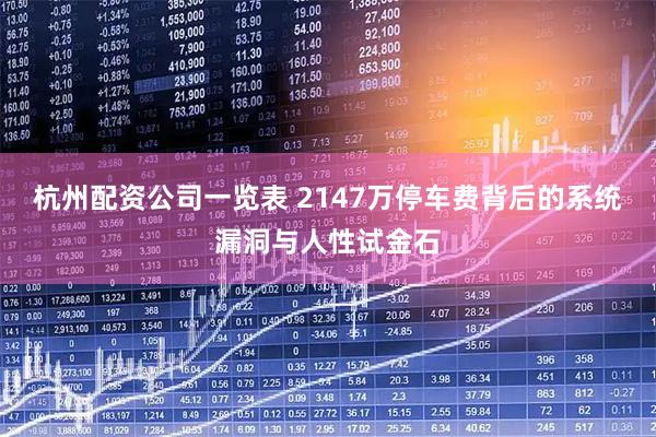 杭州配资公司一览表 2147万停车费背后的系统漏洞与人性试金石
