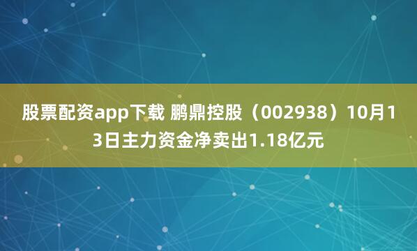 股票配资app下载 鹏鼎控股（002938）10月13日主力资金净卖出1.18亿元